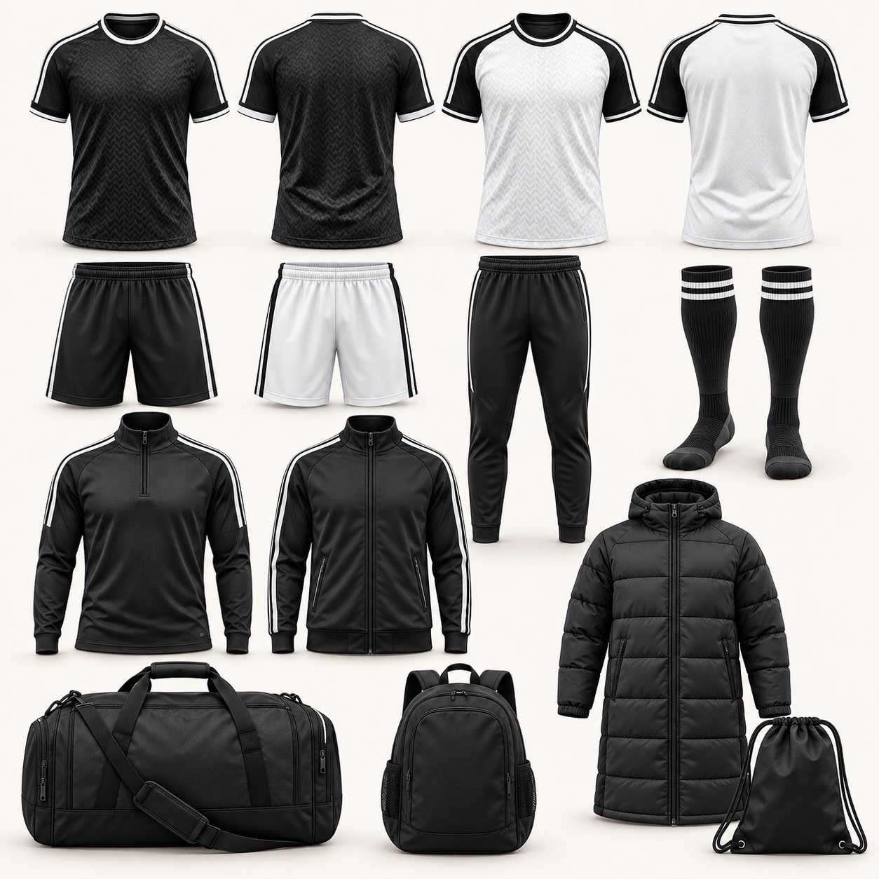 Black and white football player pack design concept